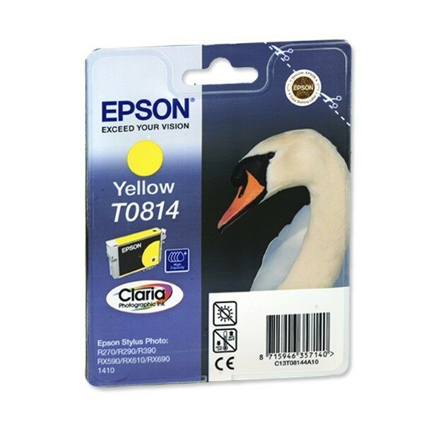 Желтый картридж для струйной печати Epson C13 T111 44 A10 (Т0814N) в блистере 760страниц