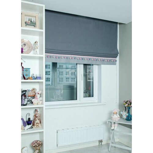 Римские шторы блэкаут на окна для комнаты, Моя Штора, ширина 140 см х высота 140 см, Темно-серый/Светло-серый