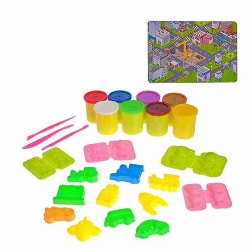 Набор для игры с пластилином Волшебный город, в пакете набор для игры с пластилином праздничный тортик 6 баночек пластилина