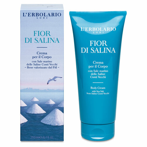 L'ERBOLARIO Крем для тела и рук увлажняющий питательный FIOR DI SALINA BODY CREAM, 200мл