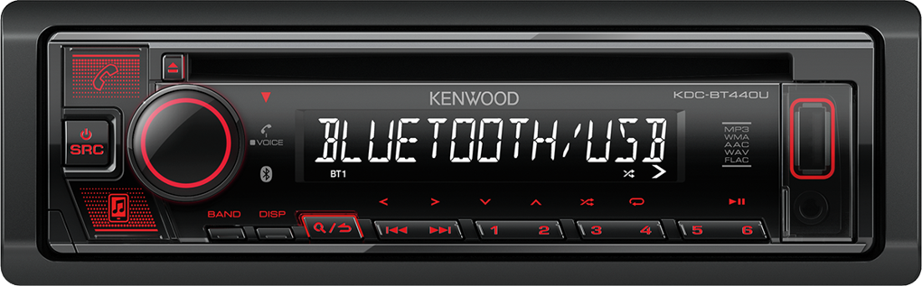 Автомагнитола KENWOOD KDC-BT440U, черный/красный