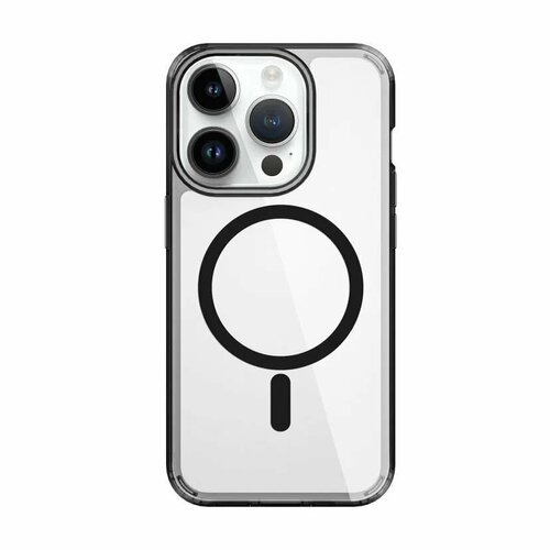 Противоударный Чехол WIWU Crystal Magnetic Phone case for iP 15 Pro Max 6.7 transparent Black черный, бесцветный, прозрачный, черный