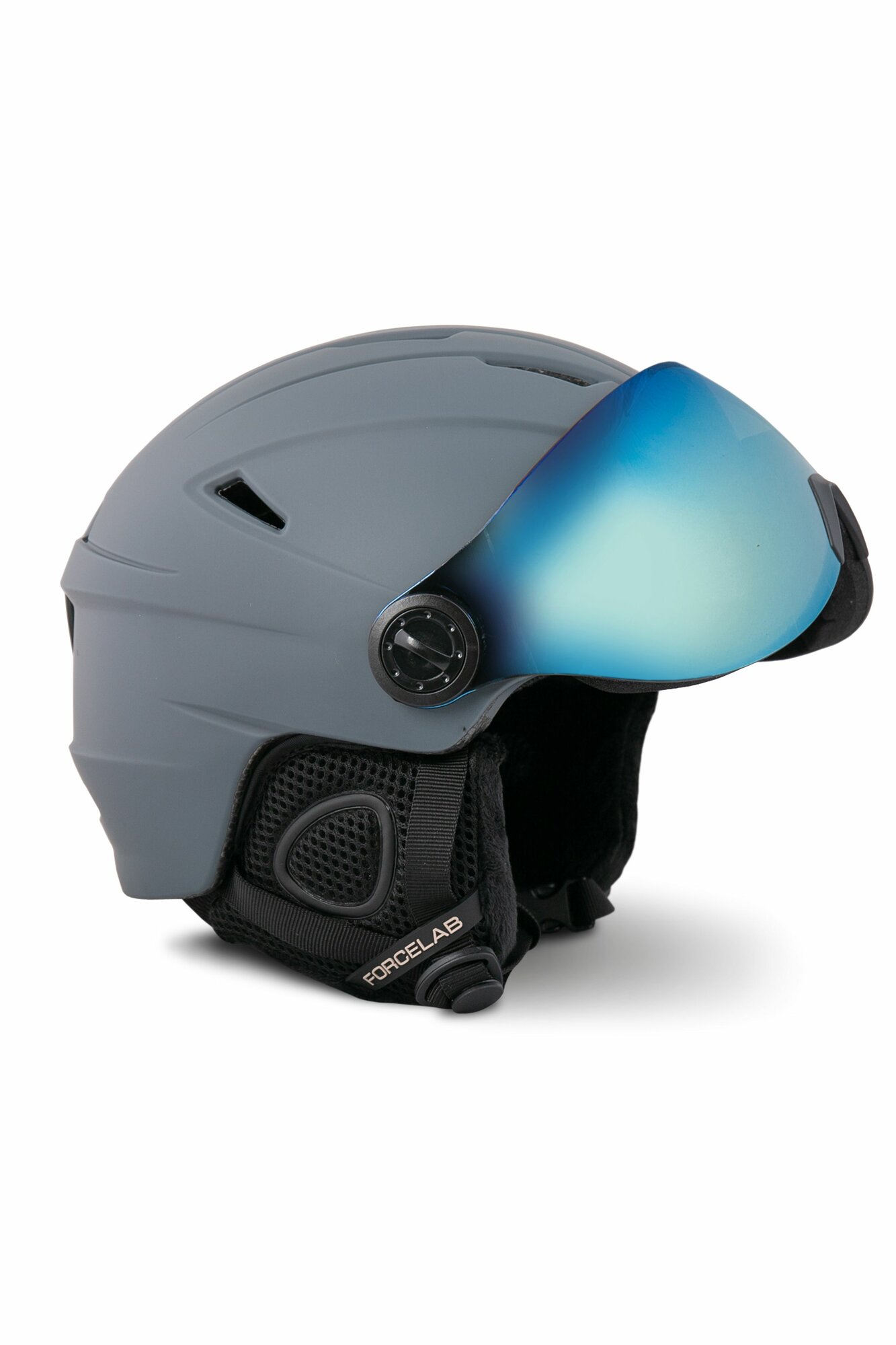 Шлем защитный горнолыжный с визором FORCELAB, серый, 60
