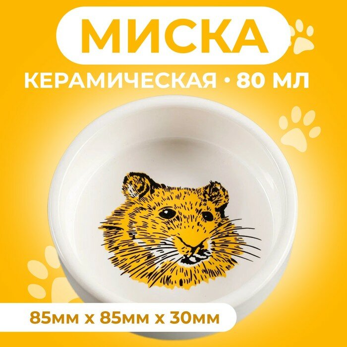 Пижон Миска керамическая для грызунов "Сытая мордочка" 80 мл 8,5 х 3 см