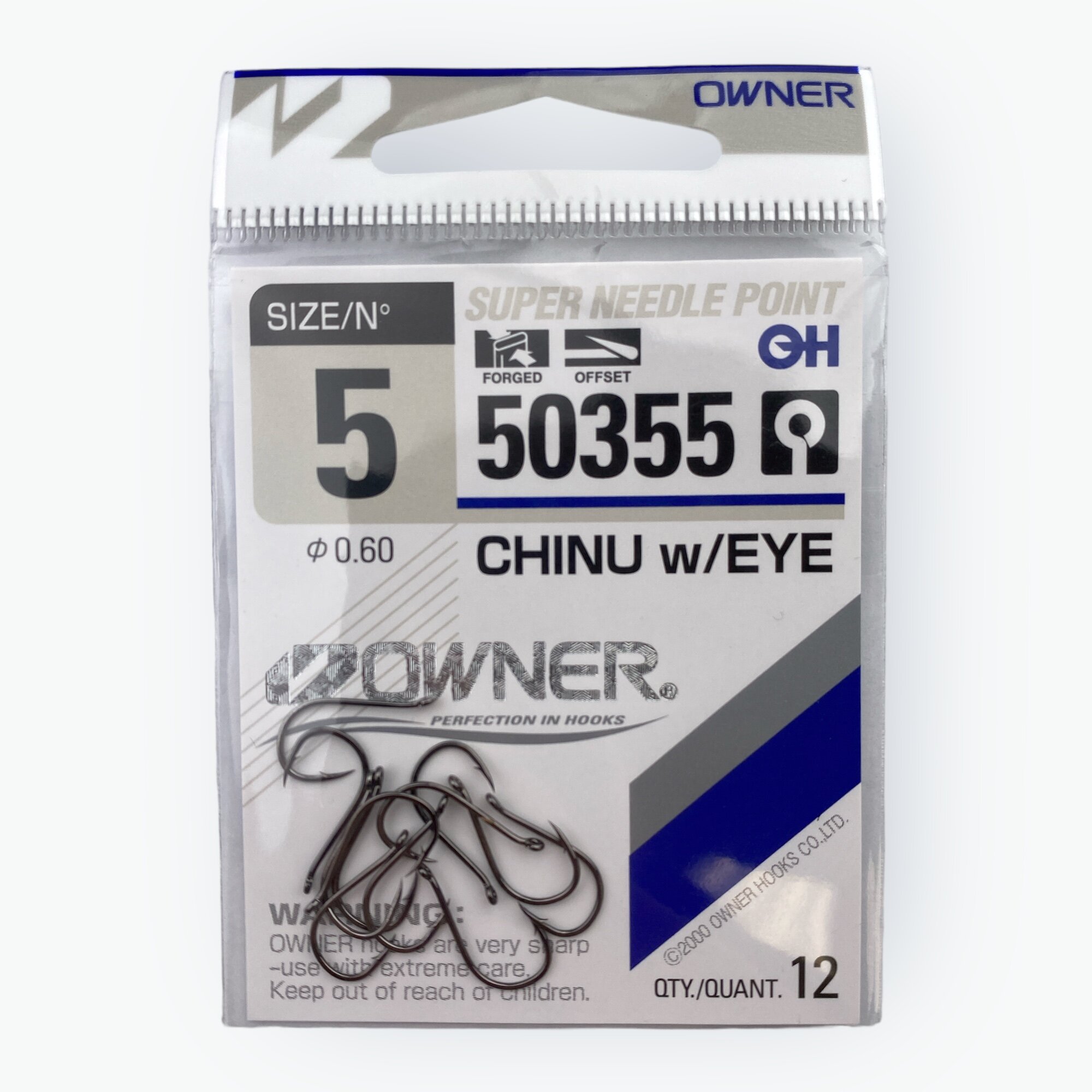Крючки рыболовные Owner CHINU 50355 №5 - диаметр 0,60 - в наборе 12 шт