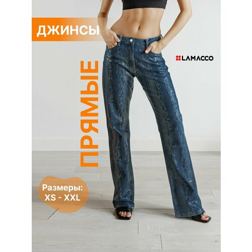 Джинсы широкие LAMACCO, размер L, синий джинсы широкие zate размер l синий