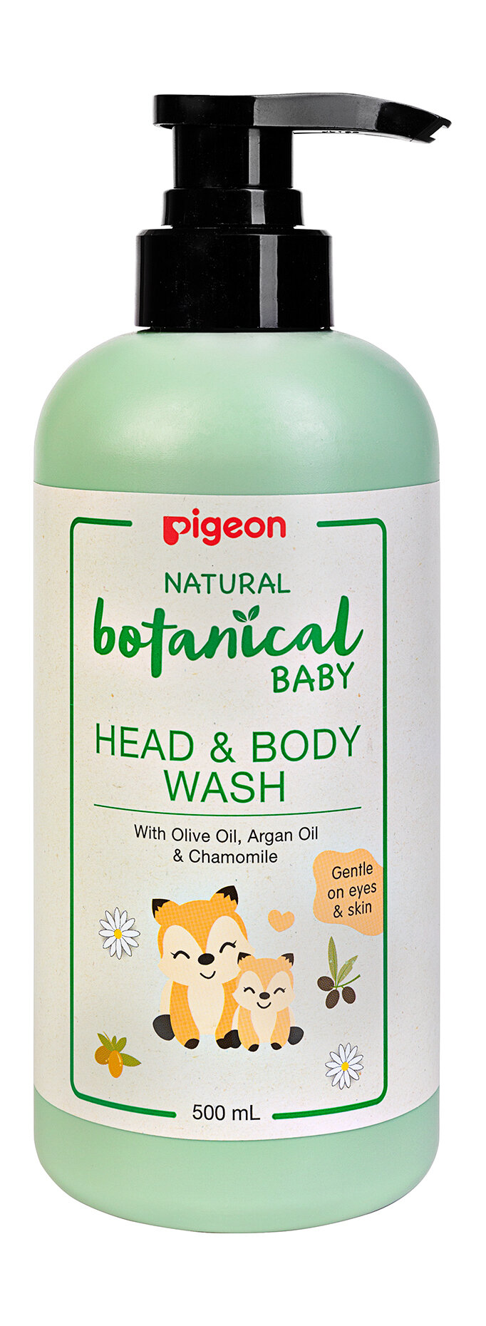 PIGEON Гель для купания и мытья головы и тела Natural Botanical Baby Head & Body Wash, 500 мл