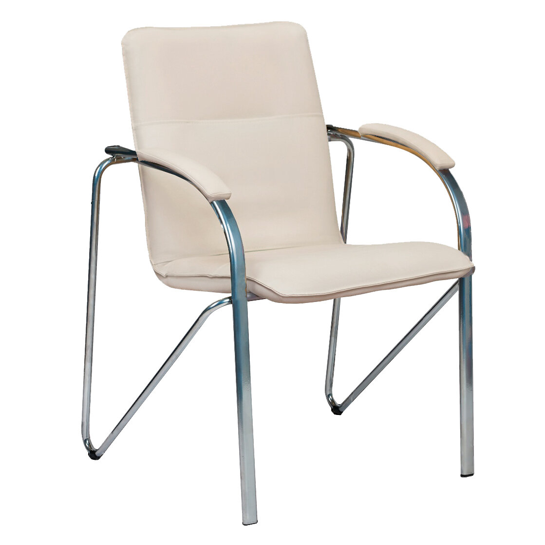 фото Стул-кресло Самба (кожзам Galaxy New White, каркас хром, подлокотники мягкие)