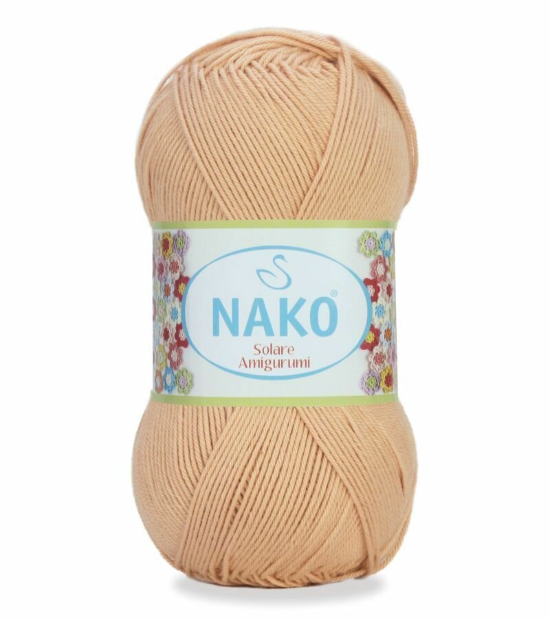 Пряжа NAKO Solare Amigurumi (Нако), персик - 10687, 100% хлопок, 5 мотков, 100 г, 300 м.