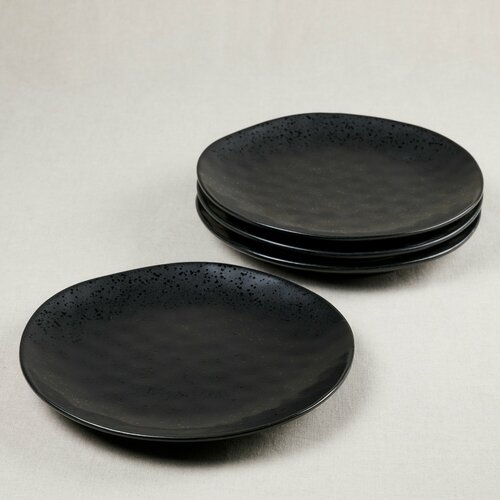 Набор тарелок из керамики, столовая посуда , черные 20,5 см. 4 шт. Mixom