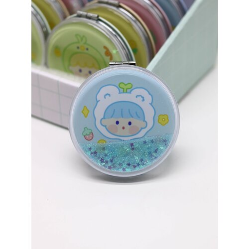 Зеркало для макияжа карманное складное с увеличением Малыш-медведь blue 7х7 см 490₽