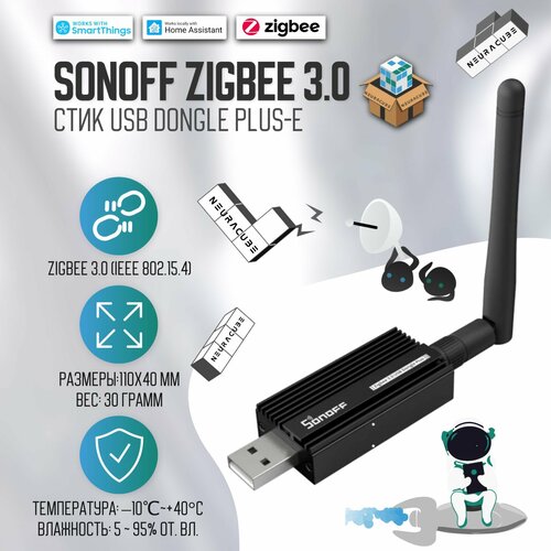 Zigbee 30 Стик SONOFF USB Dongle Plus-E Координатор 2500₽