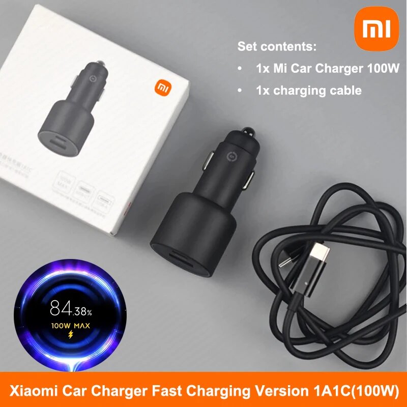 Зарядное устройство Xiaomi, оригинальное автомобильное зарядное устройство 120 Вт, 100 Вт, 67 Вт, турбо-быстрая зарядка, порт USB Type C, авто Cargador Mi 13 13t Pro Redmi note 12, mi car charger set