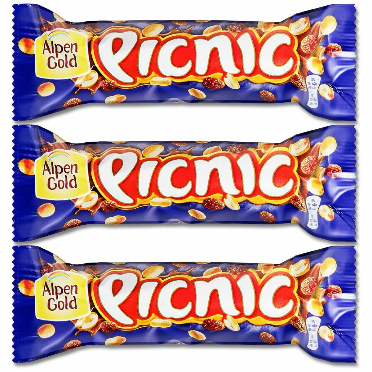 Шоколадный батончик Пикник с орехами  38 г  3 шт 