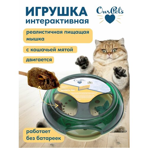 Интерактивная игрушка для кошки, умная развивающая игрушка для кошек и котят Зеленая