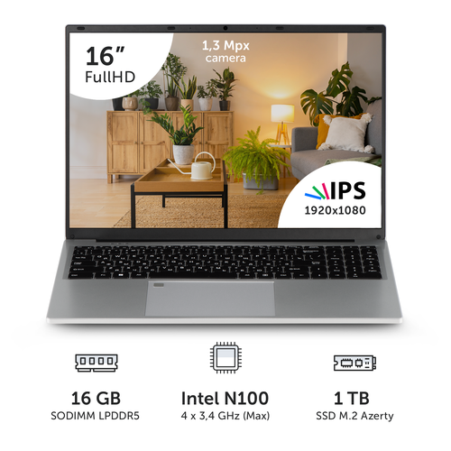 Ноутбук Azerty RB-1650 16 IPS 1920x1200 Intel N100 4x08GHz 16GB LPDDR5 512GB SSD 30060₽