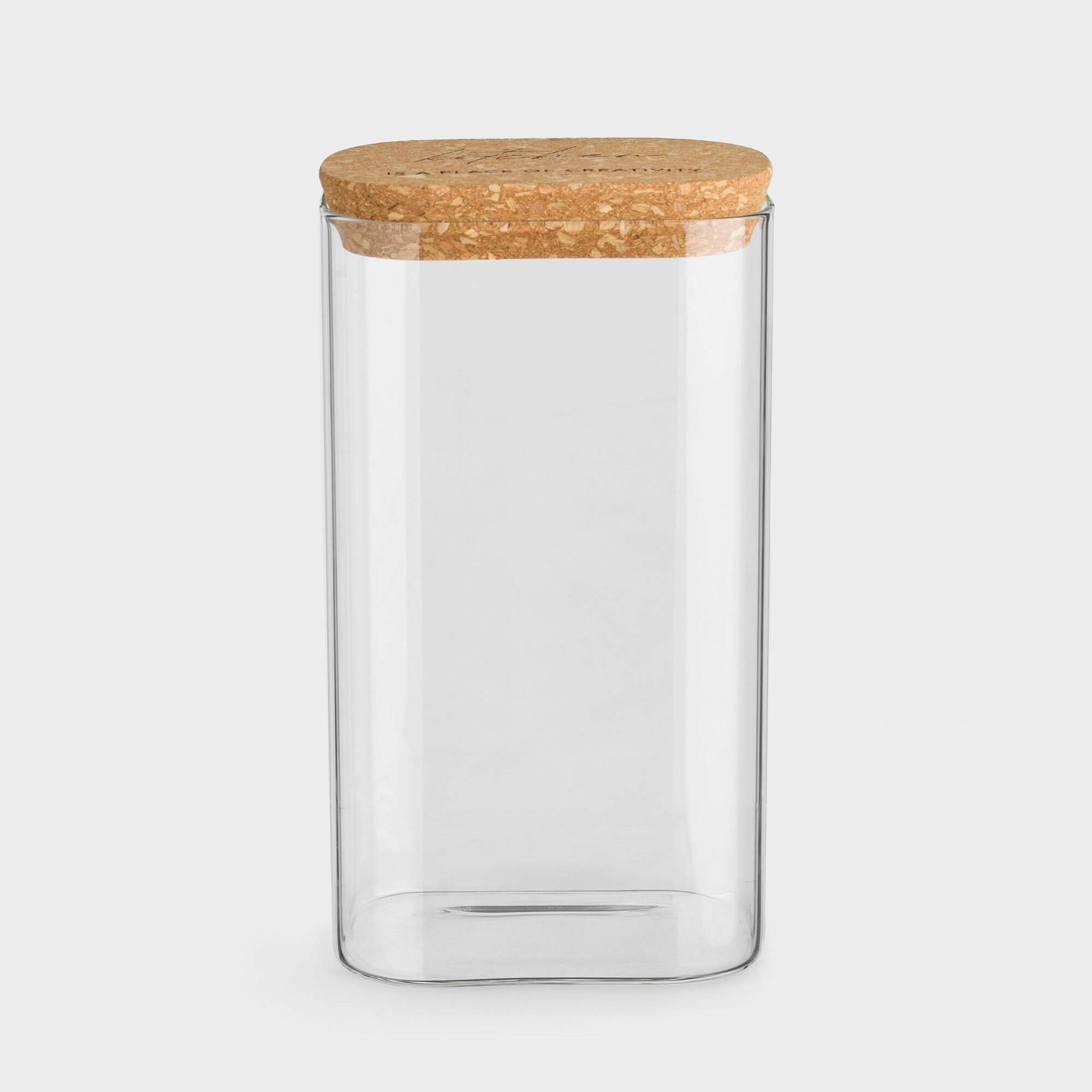 Банка для сыпучих продуктов, 1,5 л, стекло/пробка, прямоугольная, Clear cork