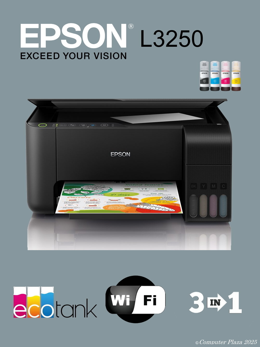 МФУ Epson L3250 Wi-Fi цветной принтер-сканер-копировальный аппарат А4 USB