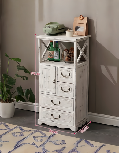 Изображение товара Комод из цельного дерева, простое хранение в стиле ретро, многослойный