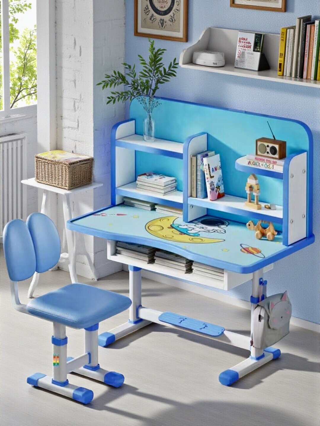 Детский стол и стул #1 Toy, регулируемая высота, многозонный книжный шкаф