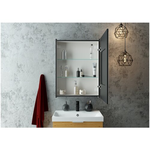 Зеркальный шкаф Bau Elite 60х80 Black Edition Soft touch, LED, сенсор, черный оборачиваемый