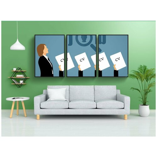 фото Набор модулных постеров для интерьера "работа, поиск, hr" 60x90 см. в тубусе, без рамки lotsprints