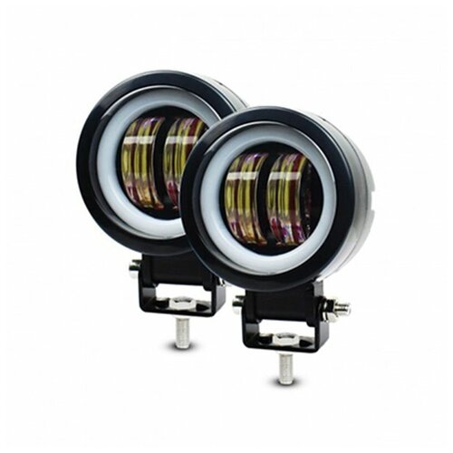 Комплект круглых светодиодных ФАР ПО 20 ВТ 4 LED CREE ДХО C СТГ/мото/авто/на бампер/автомобиль/внедорожник/автобус/мото/на дуги/на вилку