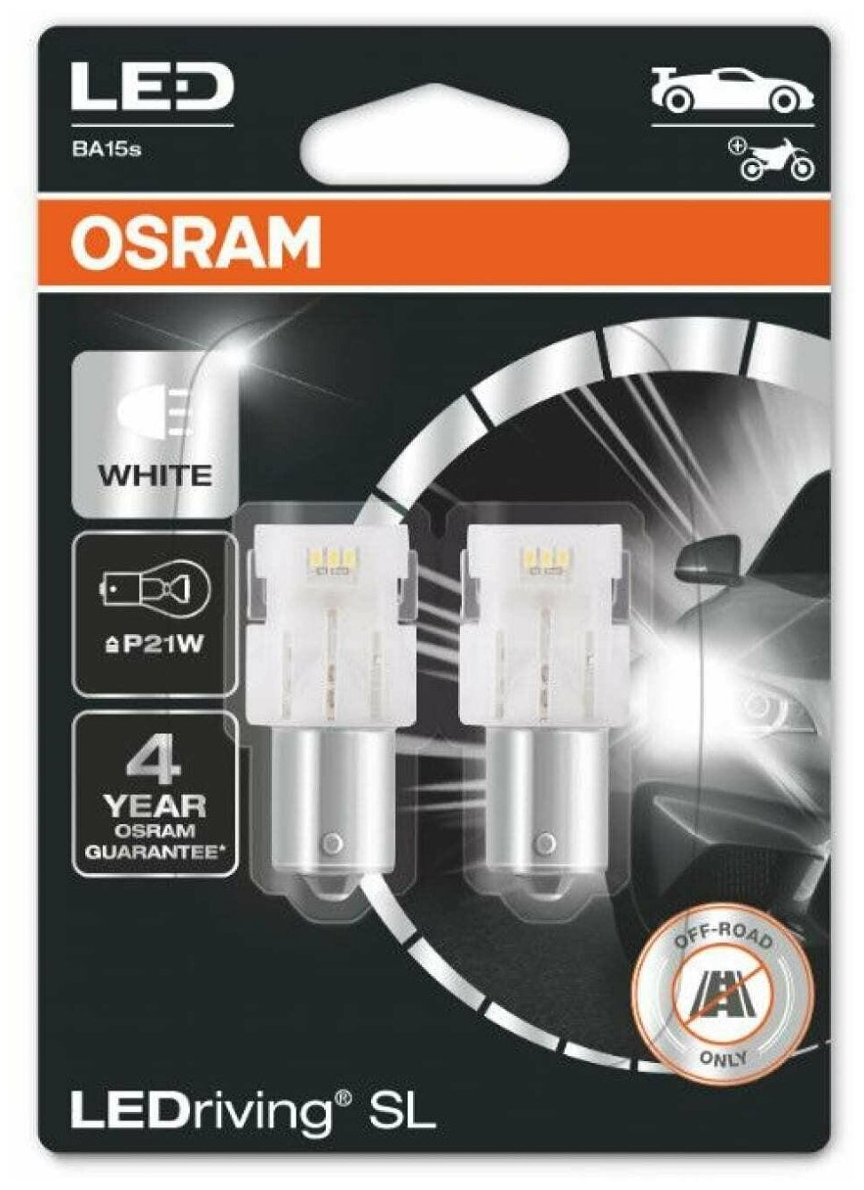 Лампа автомобильная светодиодная OSRAM LEDriving SL 7506DWP-02B P21W 12V 1.4W WHITE BA15s