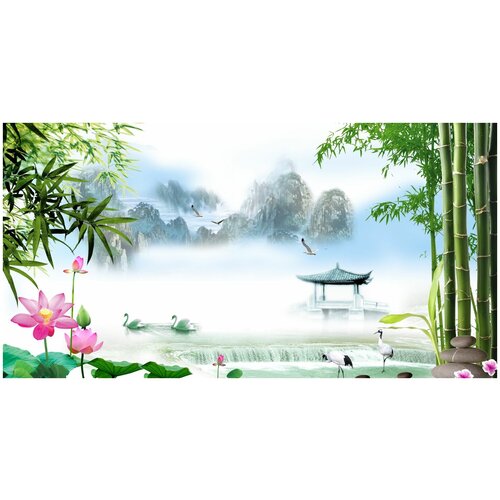 Фотообои Уютная стена Туман в сказочной долине 520х270 см Виниловые Бесшовные единым полотном 18260₽