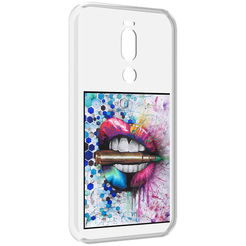 Чехол MyPads разноцветные губы с пулей для Meizu X8 задняя-панель-накладка-бампер
