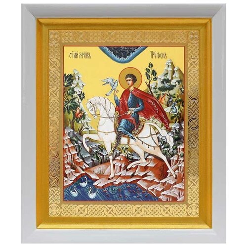 Мученик Трифон Апамейский, икона в белом киоте 19*22,5 см мученик трифон апамейский икона в киоте 19 22 5 см