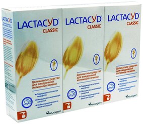 Lactacyd набор для интимной гигиены: гель для интимной зоны для женщин Лактацид Классик, 200мл, 3шт, pH 5.2