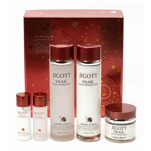 фото Набор для ухода за лицом с муцином улитки jigott snail moisture skin care 3set