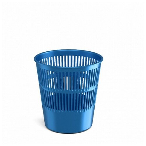 ErichKrause Корзина для бумаг и мусора ErichKrause Ice Metallic, 9 литров, пластик, сетчатая, синий металлик