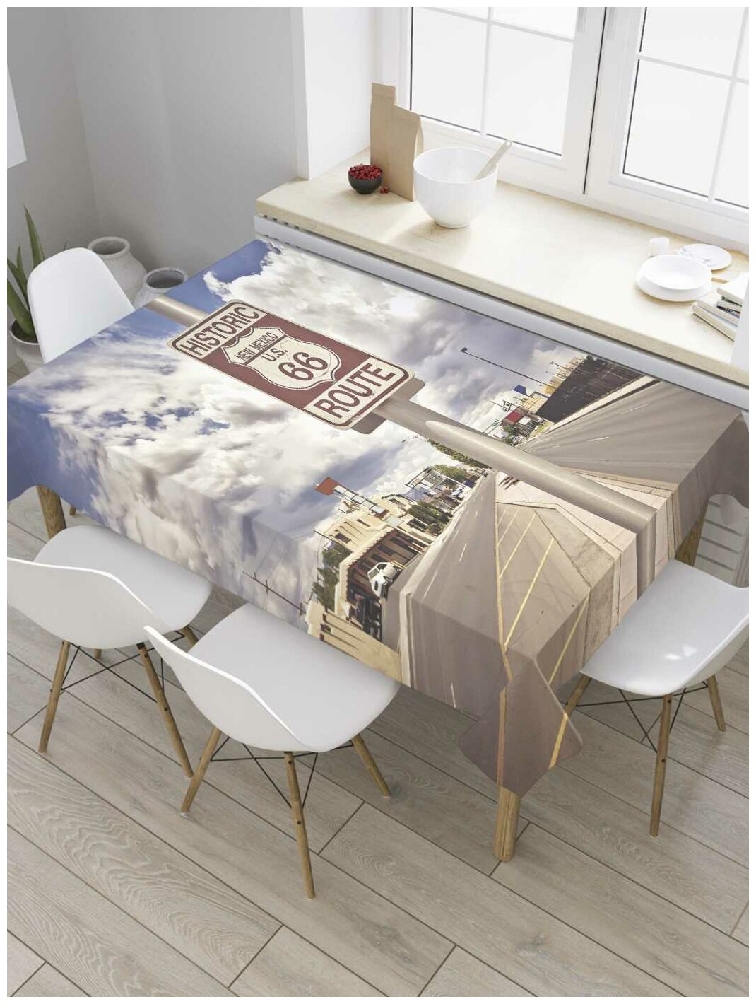 Скатерть прямоугольная JoyArty на кухонный стол "Исторический маршрут" из оксфорда, 180x145 см