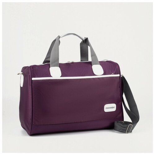 фото Сумка дорожная на молнии, наружный карман, длинный ремень, цвет фиолетовый