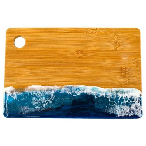 Разделочная доска из натурального бамбука с эпоксидной смолой ручной работы