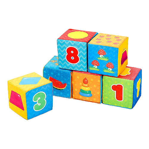 Игрушка мягконабивная, кубики «Обучающие», 8 × 8 см, 6 шт. цифры, предметы