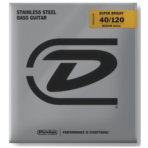 фото Dunlop super bright steel dbsbs40120m струны для 5 струнной бас-гитары, medium, 40-120