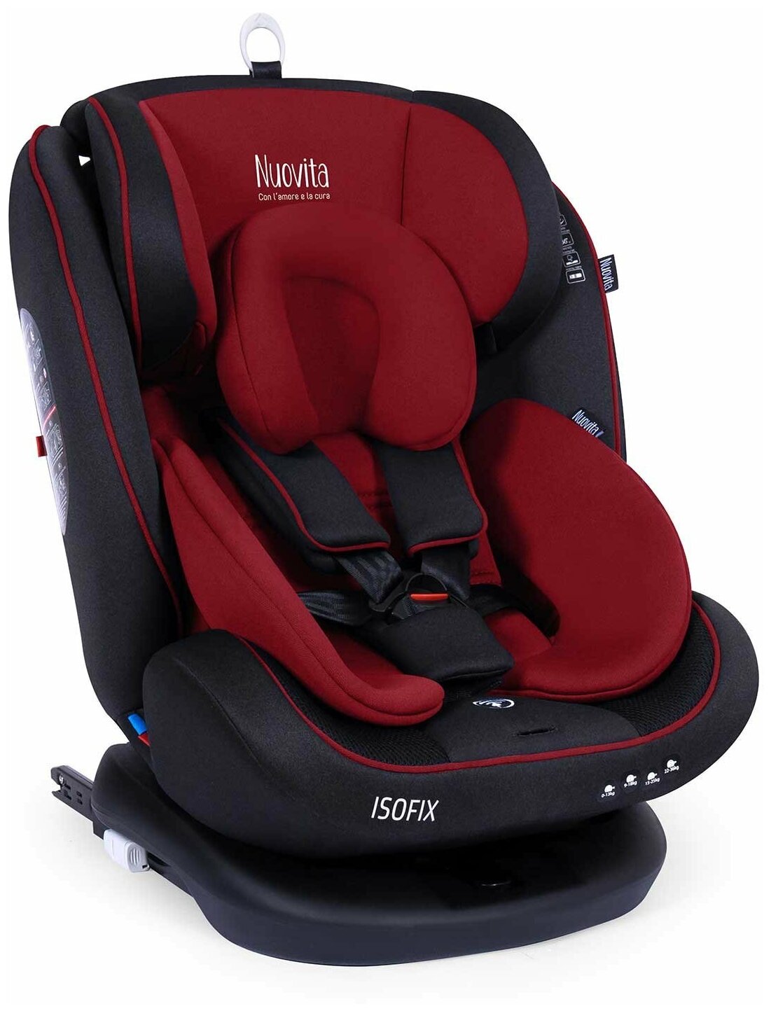 Автокресло детское с креплением Isofix Nuovita Maczione N0123i-1/ Группа: 0+/1/2/3 – от 0 до 12 лет/ вес 0-36 кг (Nero Vinoso/Чёрно-бордовый)