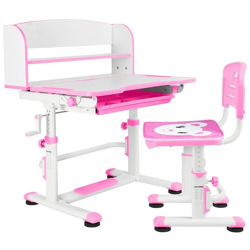 Купить Комплект Anatomica Legare парта + стул + надстройка + выдвижной ящик белый/розовый, Парты и столы