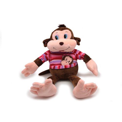 фото Мягкая игрушка magic bear toys обезьяна тихон в свитере цвет одежды розовый 30 см.