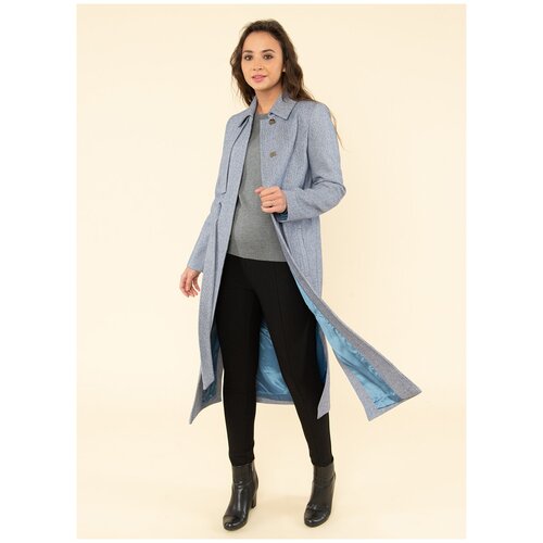 Пальто полушерстяное 25, каляев, размер 48, синий