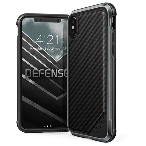 Клип-кейс противоударный карбон x-doria Defense Lux for IphoneXs/X(Drop tested 3M), черный