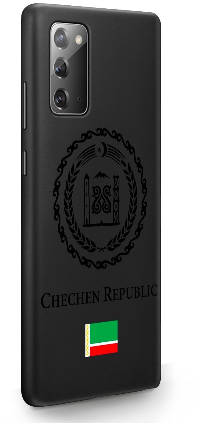 Черный силиконовый чехол SignumCase для Samsung Galaxy Note 20 Черный лаковый Герб Чечни для Самсунг Галакси Ноут 20