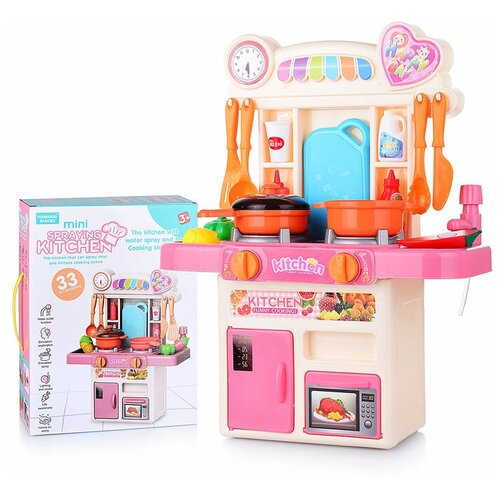 Кухня десткая игрушечная для девочек (подача воды, звук, свет, посуда, продукты) / Игровой набор Oubaoloon 353-16A в коробке