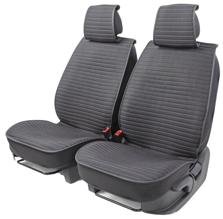 Накидки на передние сиденья Car Performance CUS-2022 BK/GY, 2 шт, алькантара, поролон 8 мм, чёрн./серый