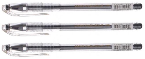 Гелевая ручка черная 0,5 мм Crown HJR-500B набор из 3-х штук
