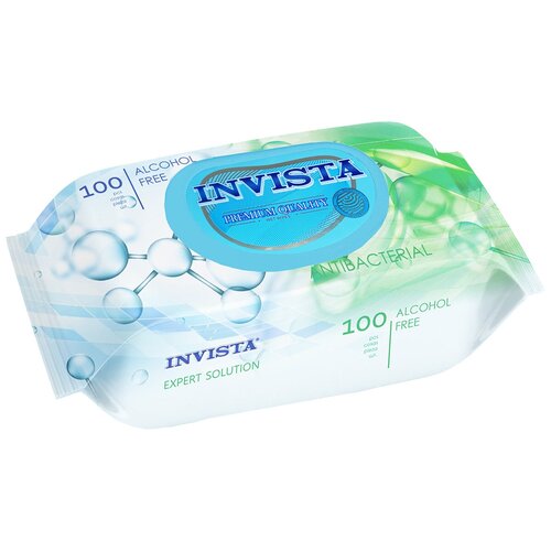 KG332076 Влажные салфетки Invista Lux Molecula антибактериальные с клапаном, 100 шт/уп  - Купить