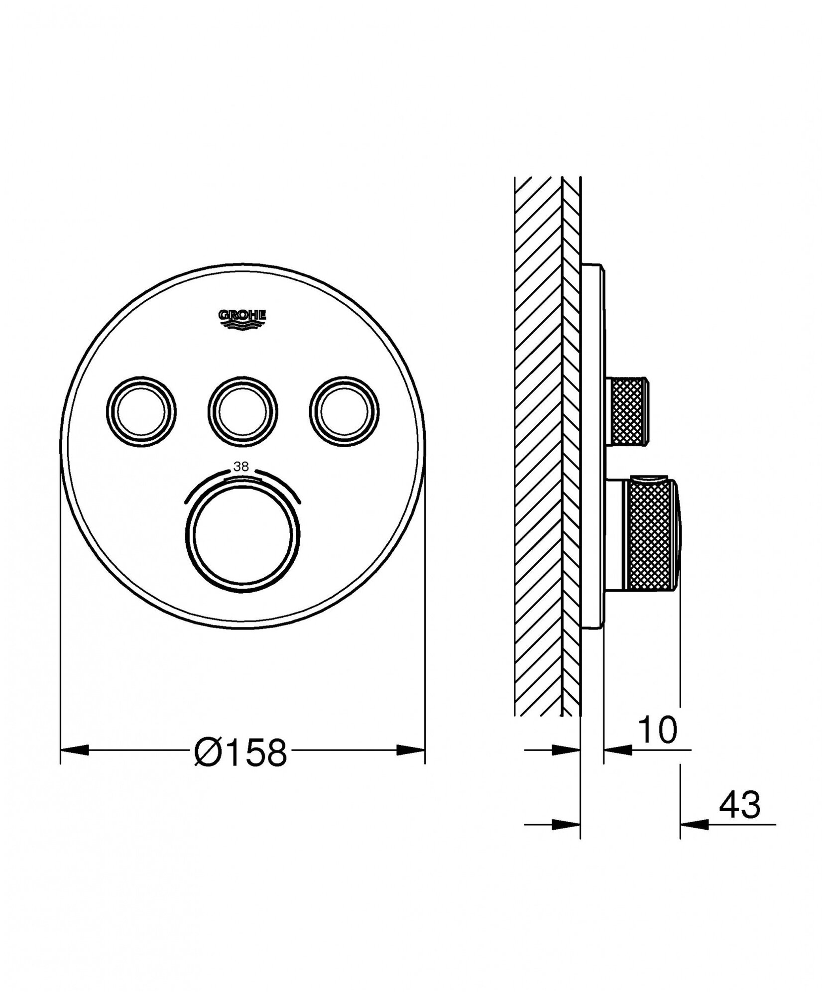 Смеситель для ванны Grohe Grohtherm SmartControl 29121000 (внешняя монтажная часть)